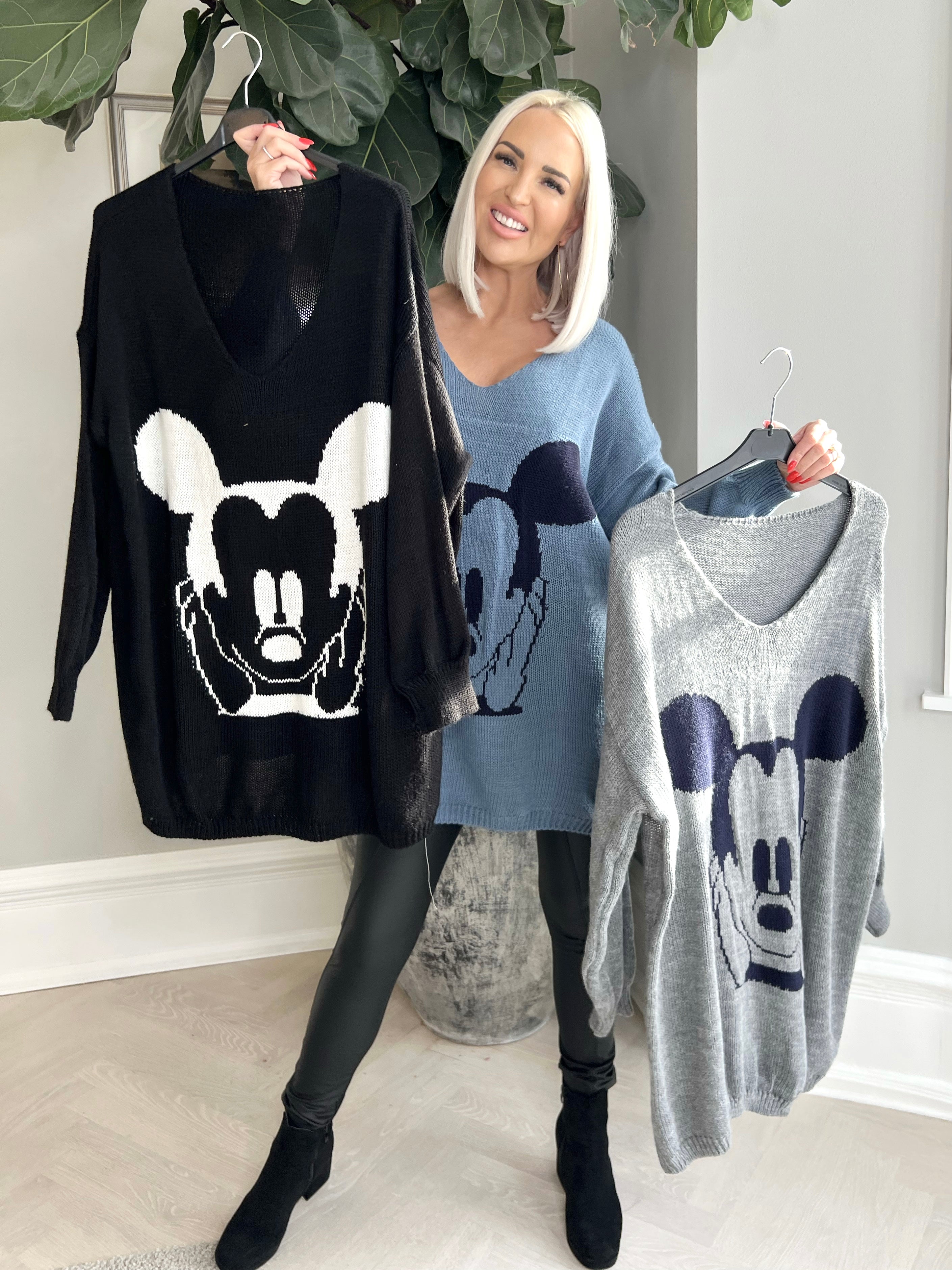 Mickey - Plus size Stickad blus med motiv